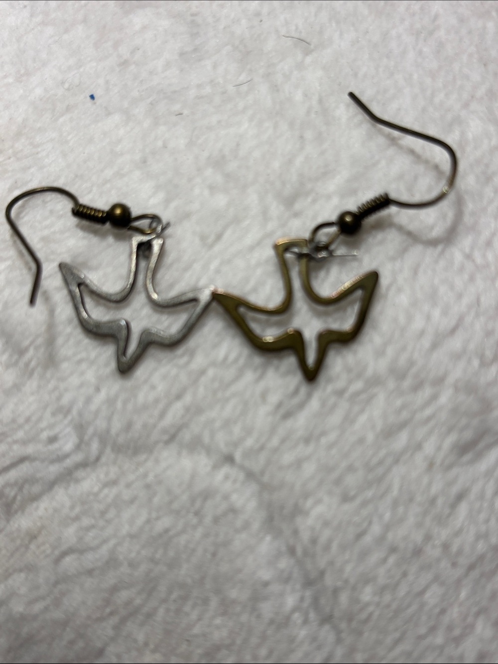 Dove Outline Drop Earrings – Mixed Metal